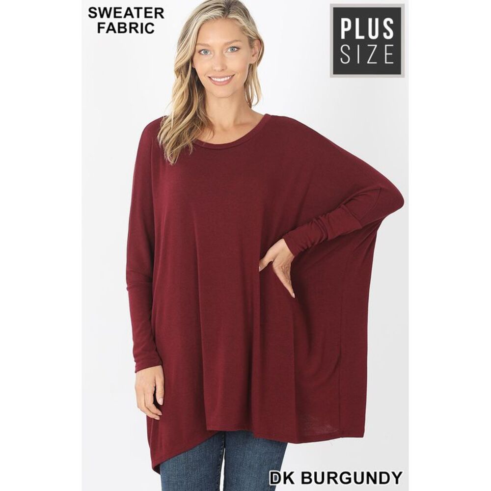 World of Leggings Oversized Round Neck Poncho Plus Size Sweater